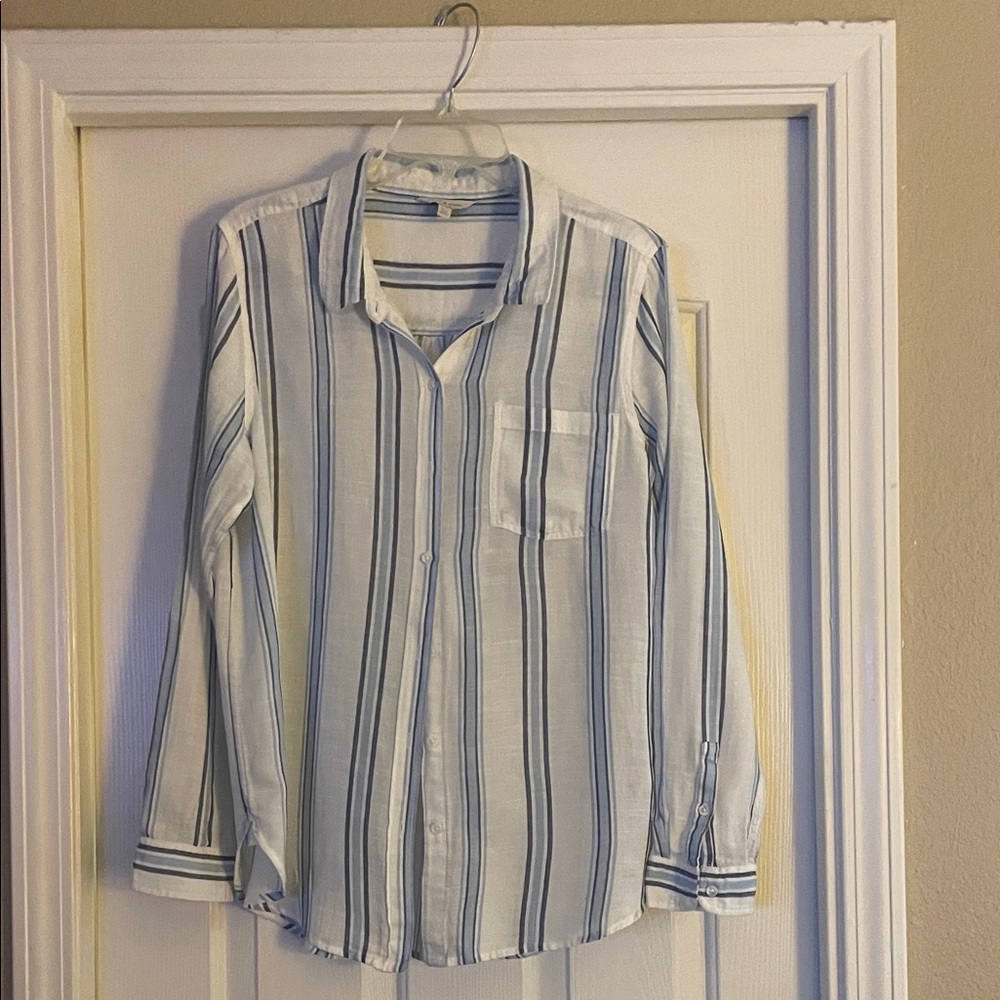Lucky Brand striped women’s button down top size L